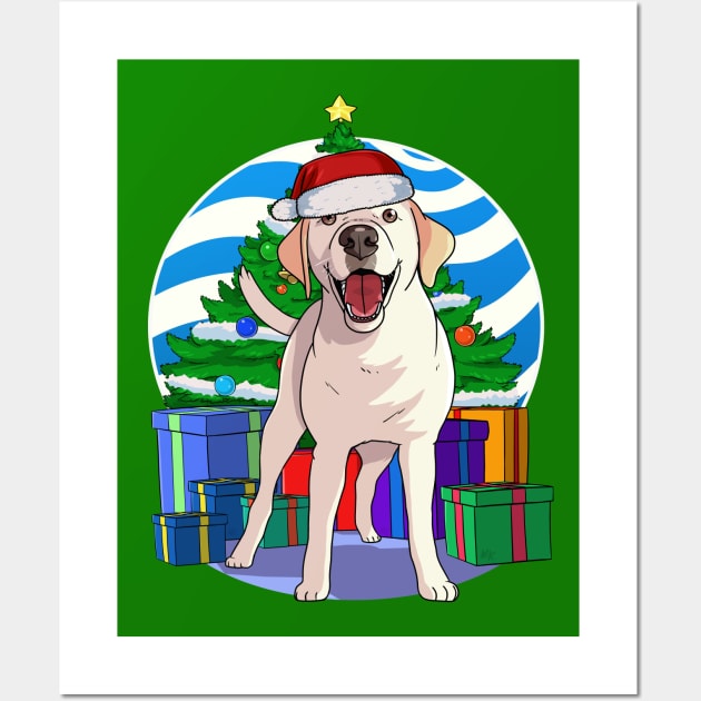 Labrador Retriever Dog Cute Santa Christmas Gift Wall Art by Noseking